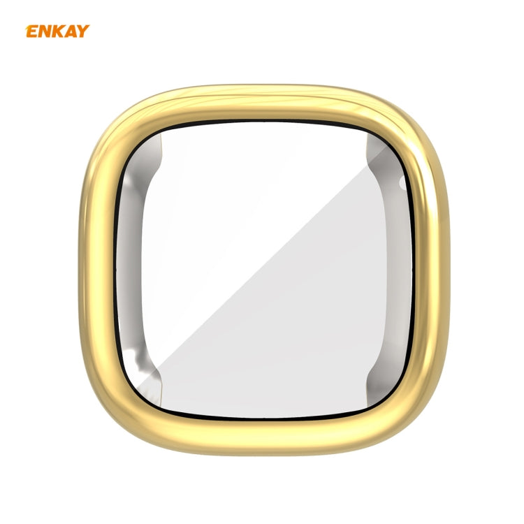 For Fitbit Versa 3 / Fitbit Sense ENKAY Hat-Prince ENK-AC8208 Full Coverage Electroplate TPU Soft Case(Gold) - Watch Cases by ENKAY | Online Shopping UK | buy2fix