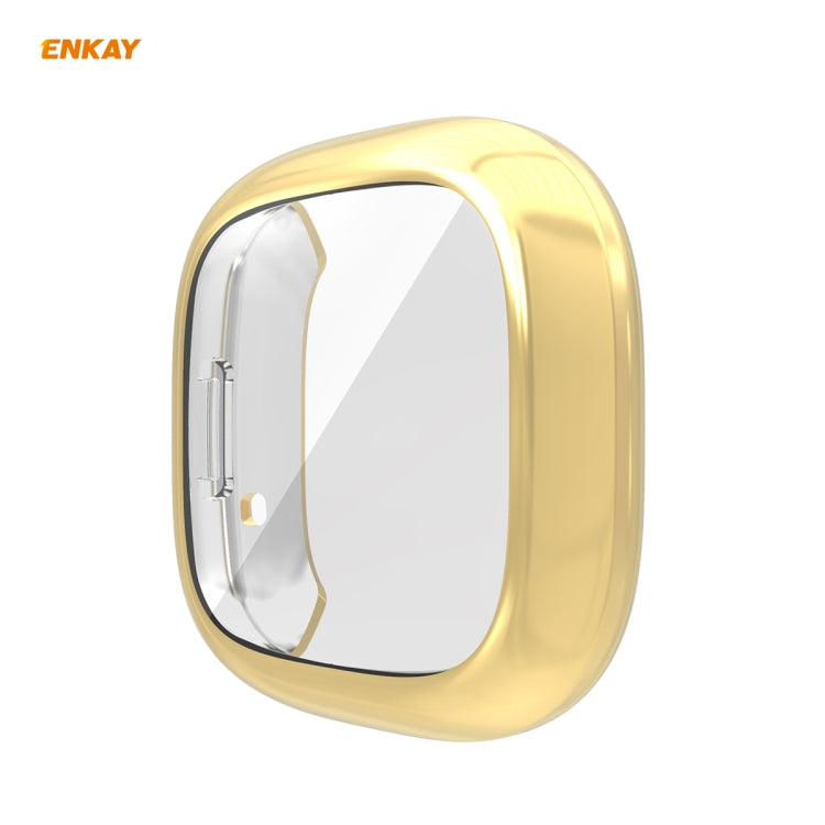 For Fitbit Versa 3 / Fitbit Sense ENKAY Hat-Prince ENK-AC8208 Full Coverage Electroplate TPU Soft Case(Gold) - Watch Cases by ENKAY | Online Shopping UK | buy2fix