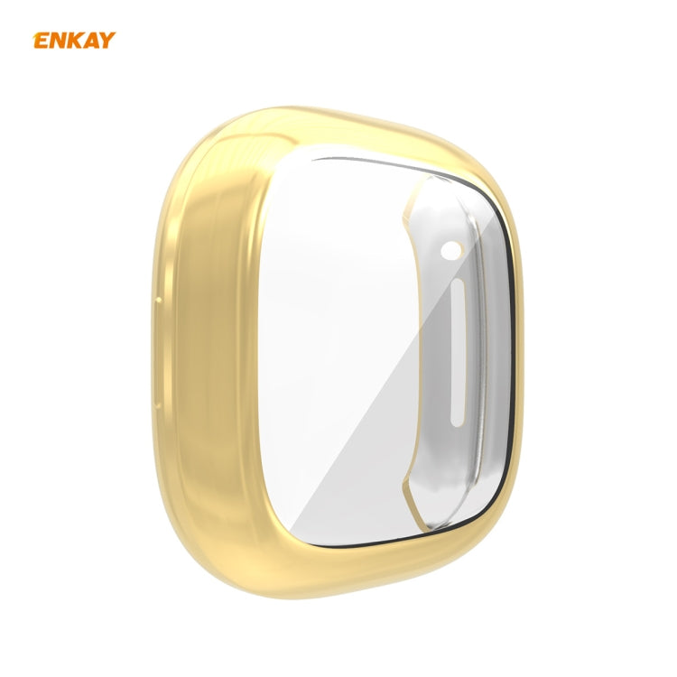 For Fitbit Versa 3 / Fitbit Sense ENKAY Hat-Prince ENK-AC8208 Full Coverage Electroplate TPU Soft Case(Gold) - Watch Cases by ENKAY | Online Shopping UK | buy2fix