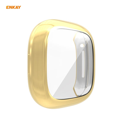 For Fitbit Versa 3 / Fitbit Sense ENKAY Hat-Prince ENK-AC8208 Full Coverage Electroplate TPU Soft Case(Gold) - Watch Cases by ENKAY | Online Shopping UK | buy2fix