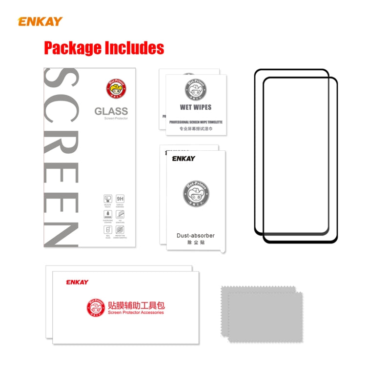 For Samsung Galaxy M51 2 PCS ENKAY Hat-Prince Full Glue 0.26mm 9H 2.5D Tempered Glass Full Coverage Film - Galaxy Tempered Glass by ENKAY | Online Shopping UK | buy2fix