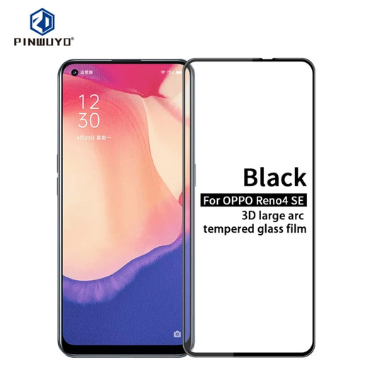 For OPPO Reno4 SE PINWUYO 9H 3D Curved Full Screen Explosion-proof Tempered Glass Film(Black) - OPPO Tempered Glass by PINWUYO | Online Shopping UK | buy2fix