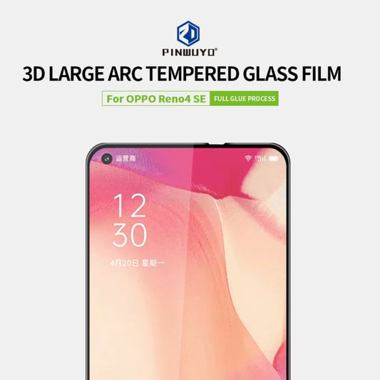 For OPPO Reno4 SE PINWUYO 9H 3D Curved Full Screen Explosion-proof Tempered Glass Film(Black) - OPPO Tempered Glass by PINWUYO | Online Shopping UK | buy2fix
