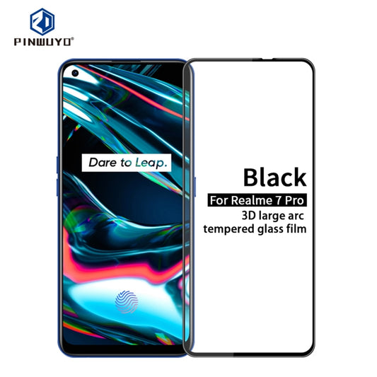 For OPPO Realme7 Pro PINWUYO 9H 3D Curved Full Screen Explosion-proof Tempered Glass Film(Black) - OPPO Tempered Glass by PINWUYO | Online Shopping UK | buy2fix
