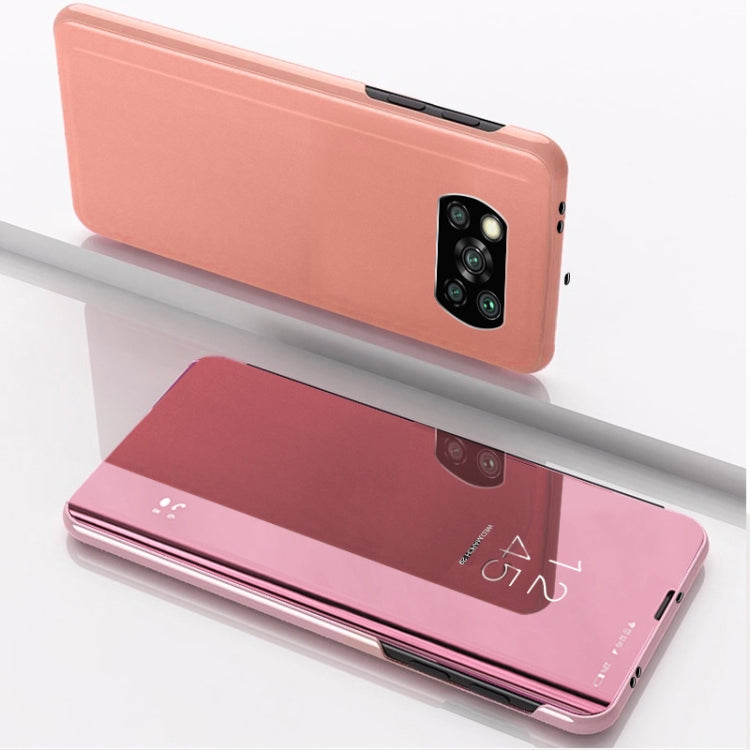 For Xiaomi Poco X3 NFC Plated Mirror Horizontal Flip Leather Case with Holder(Rose Gold) by buy2fix