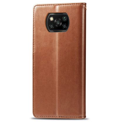 For  Xiaomi Poco X3 NFC Retro Solid Color Leather Buckle Phone Case with Lanyard & Photo Frame & Card Slot & Wallet & Stand Function(Brown) - Xiaomi Cases by buy2fix | Online Shopping UK | buy2fix