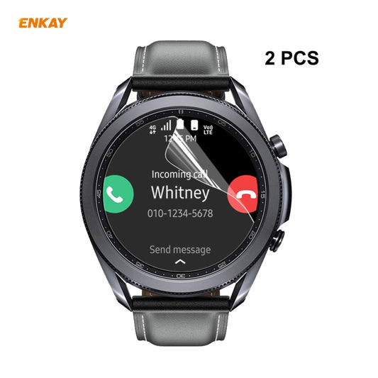 For Samsung Galaxy Watch3 45mm 2 PCS ENKAY Hat-Prince Clear HD PET Screen Protector Film - Screen Protector by ENKAY | Online Shopping UK | buy2fix