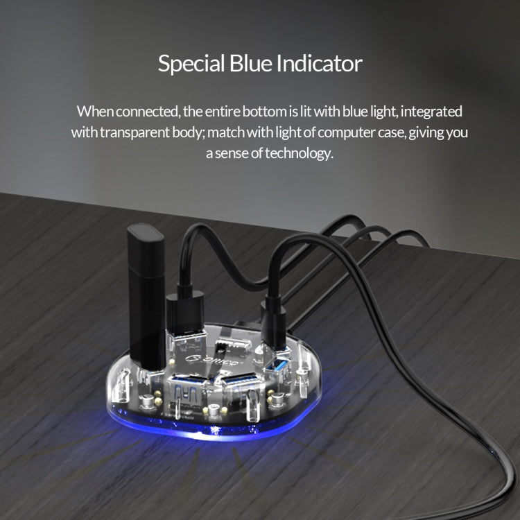 ORICO H7U-U3 7 Port USB3.0 Transparent HUB - USB 3.0 HUB by ORICO | Online Shopping UK | buy2fix