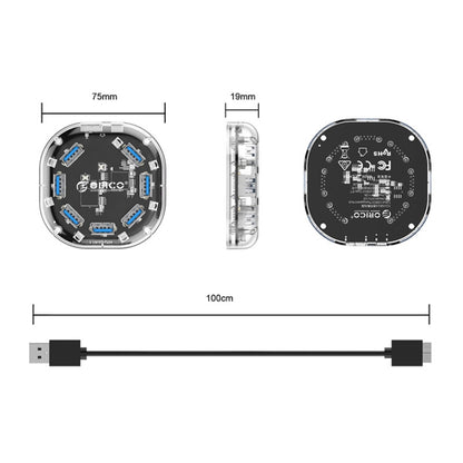 ORICO H7U-U3 7 Port USB3.0 Transparent HUB - USB 3.0 HUB by ORICO | Online Shopping UK | buy2fix