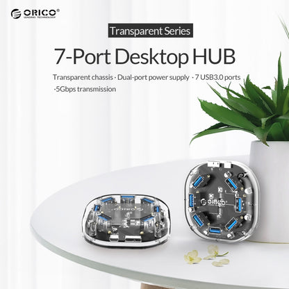 ORICO H7U-U3 7 Port USB3.0 Transparent HUB - USB 3.0 HUB by ORICO | Online Shopping UK | buy2fix