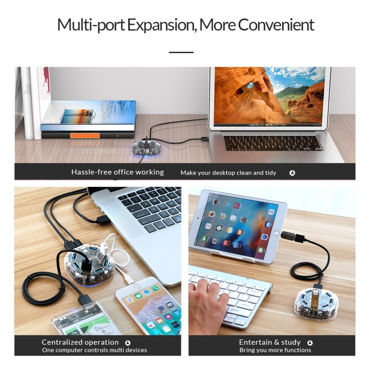 ORICO H7U-U3 7 Port USB3.0 Transparent HUB - USB 3.0 HUB by ORICO | Online Shopping UK | buy2fix