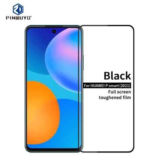 For Huawei P smart 2021 PINWUYO 9H 2.5D Full Screen Tempered Glass Film(Black) - Huawei Tempered Glass by PINWUYO | Online Shopping UK | buy2fix