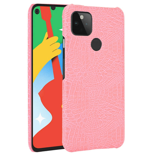 For Google Pixel 5 Shockproof Crocodile Texture PC + PU Case(Pink) - Google Cases by buy2fix | Online Shopping UK | buy2fix