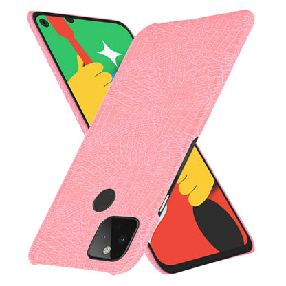 For Google Pixel 5 Shockproof Crocodile Texture PC + PU Case(Pink) - Google Cases by buy2fix | Online Shopping UK | buy2fix