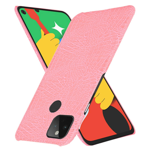 For Google Pixel 5 Shockproof Crocodile Texture PC + PU Case(Pink) - Google Cases by buy2fix | Online Shopping UK | buy2fix