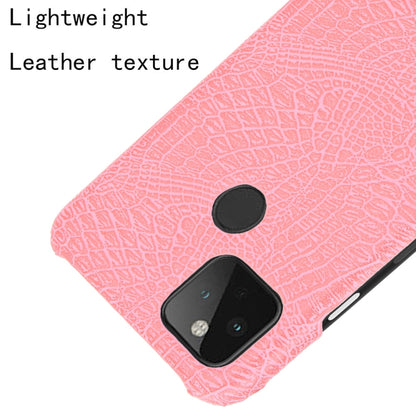 For Google Pixel 5 Shockproof Crocodile Texture PC + PU Case(Pink) - Google Cases by buy2fix | Online Shopping UK | buy2fix