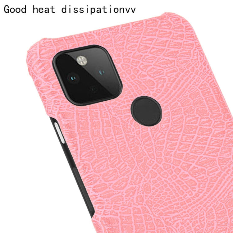 For Google Pixel 5 Shockproof Crocodile Texture PC + PU Case(Pink) - Google Cases by buy2fix | Online Shopping UK | buy2fix