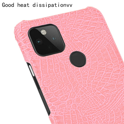 For Google Pixel 5 Shockproof Crocodile Texture PC + PU Case(Pink) - Google Cases by buy2fix | Online Shopping UK | buy2fix