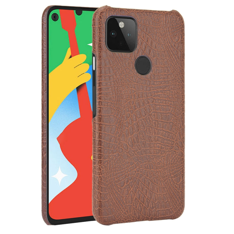 For Google Pixel 5 Shockproof Crocodile Texture PC + PU Case(Brown) - Google Cases by buy2fix | Online Shopping UK | buy2fix