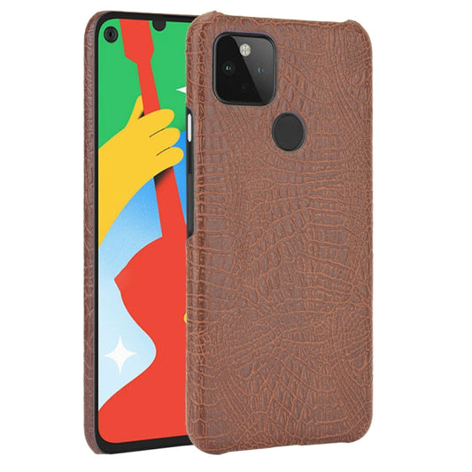 For Google Pixel 5 Shockproof Crocodile Texture PC + PU Case(Brown) - Google Cases by buy2fix | Online Shopping UK | buy2fix