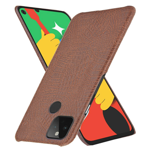 For Google Pixel 5 Shockproof Crocodile Texture PC + PU Case(Brown) - Google Cases by buy2fix | Online Shopping UK | buy2fix