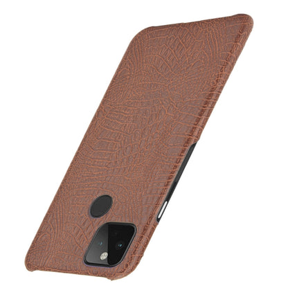 For Google Pixel 5 Shockproof Crocodile Texture PC + PU Case(Brown) - Google Cases by buy2fix | Online Shopping UK | buy2fix