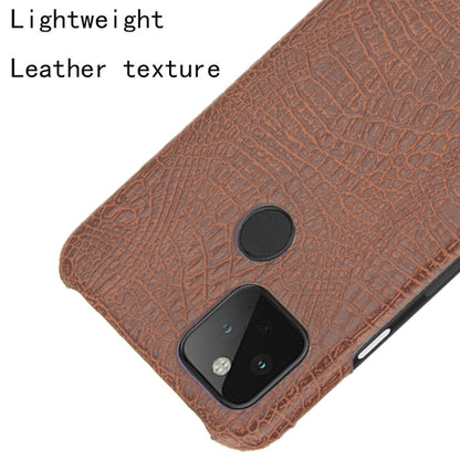 For Google Pixel 5 Shockproof Crocodile Texture PC + PU Case(Brown) - Google Cases by buy2fix | Online Shopping UK | buy2fix