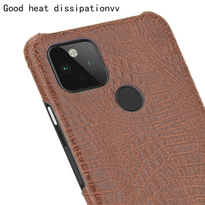 For Google Pixel 5 Shockproof Crocodile Texture PC + PU Case(Brown) - Google Cases by buy2fix | Online Shopping UK | buy2fix