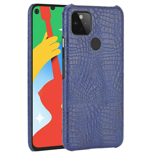For Google Pixel 5 Shockproof Crocodile Texture PC + PU Case(Blue) - Google Cases by buy2fix | Online Shopping UK | buy2fix