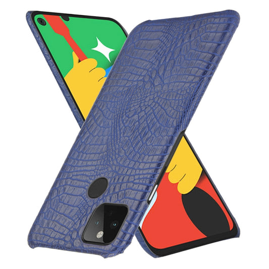 For Google Pixel 5 Shockproof Crocodile Texture PC + PU Case(Blue) - Google Cases by buy2fix | Online Shopping UK | buy2fix