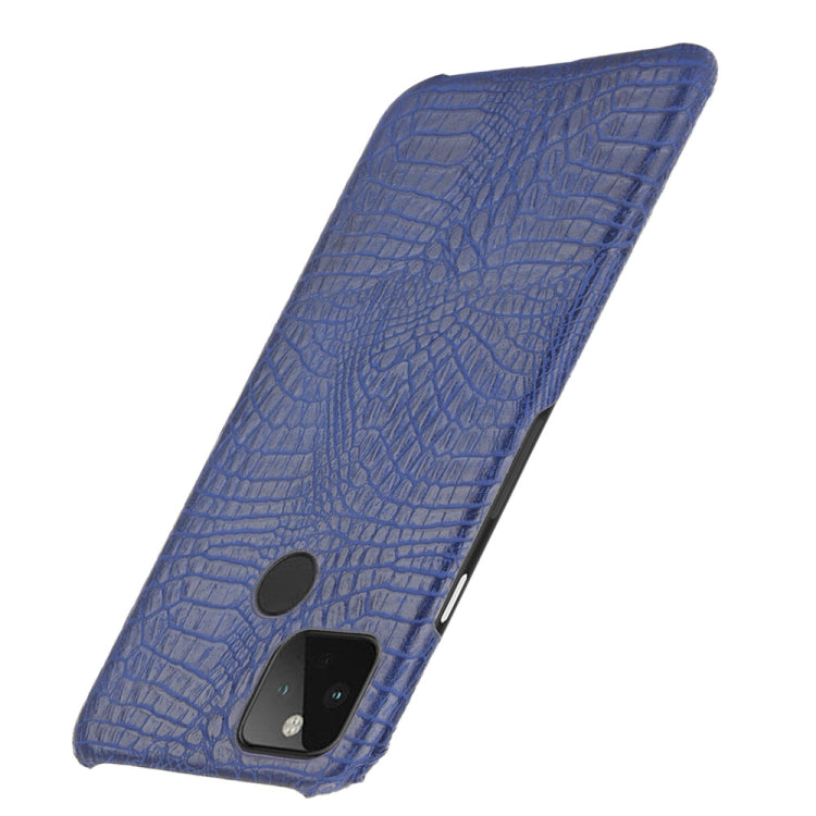 For Google Pixel 5 Shockproof Crocodile Texture PC + PU Case(Blue) - Google Cases by buy2fix | Online Shopping UK | buy2fix