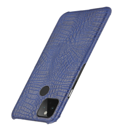 For Google Pixel 5 Shockproof Crocodile Texture PC + PU Case(Blue) - Google Cases by buy2fix | Online Shopping UK | buy2fix