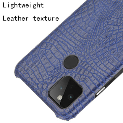 For Google Pixel 5 Shockproof Crocodile Texture PC + PU Case(Blue) - Google Cases by buy2fix | Online Shopping UK | buy2fix