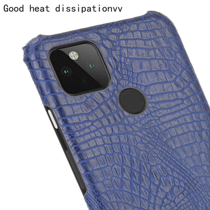 For Google Pixel 5 Shockproof Crocodile Texture PC + PU Case(Blue) - Google Cases by buy2fix | Online Shopping UK | buy2fix