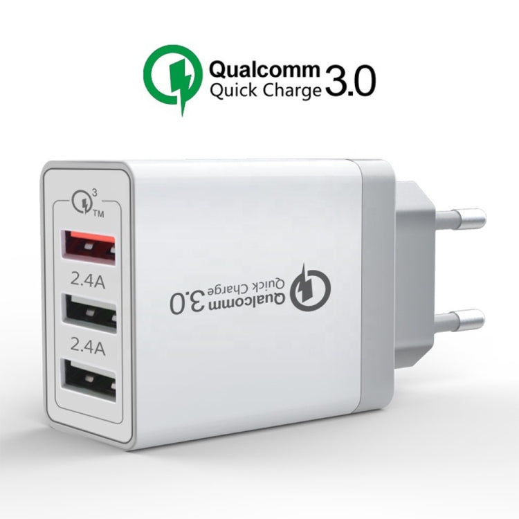SDC-30W 30W QC 3.0 USB + 2.4A Dual USB 2.0 Ports Mobile Phone Tablet PC Universal Quick Charger Travel Charger, EU Plug - USB Charger by buy2fix | Online Shopping UK | buy2fix