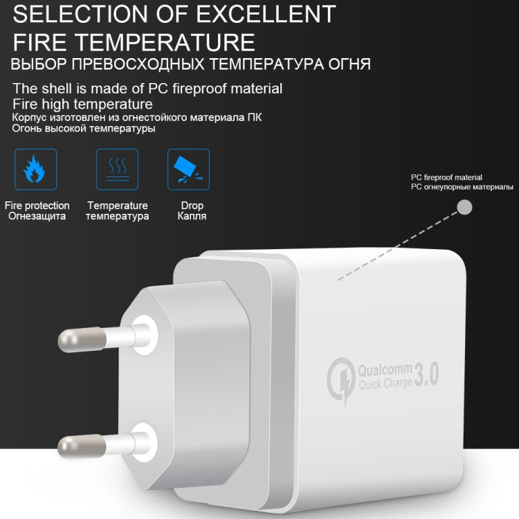 SDC-30W 30W QC 3.0 USB + 2.4A Dual USB 2.0 Ports Mobile Phone Tablet PC Universal Quick Charger Travel Charger, EU Plug - USB Charger by buy2fix | Online Shopping UK | buy2fix
