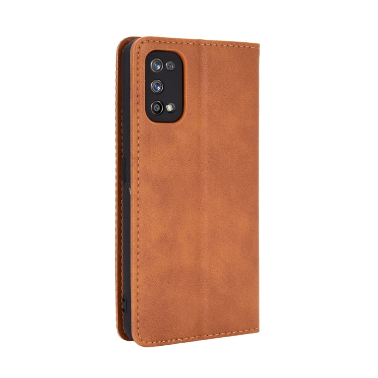 For OPPO Realme 7 Pro Magnetic Buckle Retro Crazy Horse Texture Horizontal Flip Leather Case  , with Holder & Card Slots & Photo Frame(Brown) - Realme Cases by buy2fix | Online Shopping UK | buy2fix
