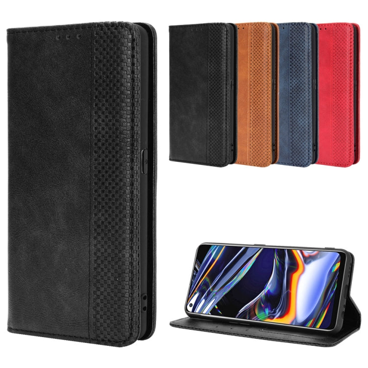 For OPPO Realme 7 Pro Magnetic Buckle Retro Crazy Horse Texture Horizontal Flip Leather Case  , with Holder & Card Slots & Photo Frame(Brown) - Realme Cases by buy2fix | Online Shopping UK | buy2fix