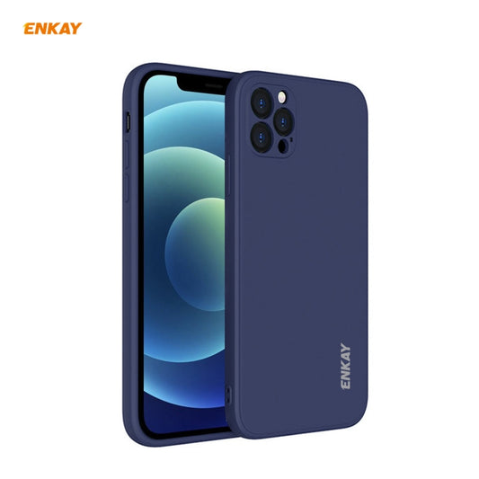 For iPhone 12 Pro Hat-Prince ENKAY ENK-PC069 Liquid Silicone Straight Edge Shockproof Protective Case(Navy Blue) by ENKAY