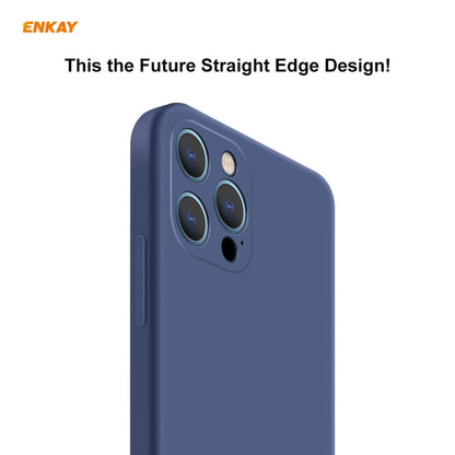 For iPhone 12 Pro Hat-Prince ENKAY ENK-PC069 Liquid Silicone Straight Edge Shockproof Protective Case(Navy Blue) by ENKAY