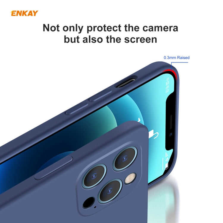 For iPhone 12 Pro Hat-Prince ENKAY ENK-PC069 Liquid Silicone Straight Edge Shockproof Protective Case(Navy Blue) by ENKAY