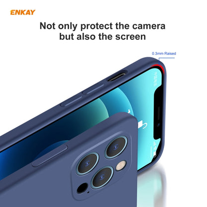 For iPhone 12 Pro Hat-Prince ENKAY ENK-PC069 Liquid Silicone Straight Edge Shockproof Protective Case(Navy Blue) by ENKAY