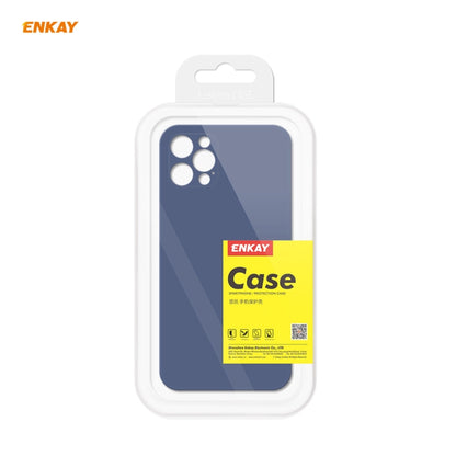 For iPhone 12 Pro Hat-Prince ENKAY ENK-PC069 Liquid Silicone Straight Edge Shockproof Protective Case(Navy Blue) by ENKAY
