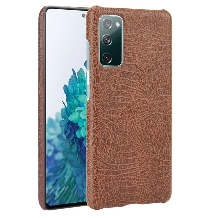 For Samsung Galaxy S20 FE Shockproof Crocodile Texture PC + PU Case(Brown) - Galaxy S20 FE Cases by NILLKIN | Online Shopping UK | buy2fix