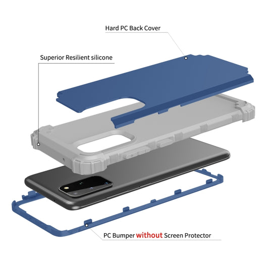 For Samsung Galaxy Note20 Ultra PC + Silicone Three-piece Shockproof Protection Case(Blue) by buy2fix