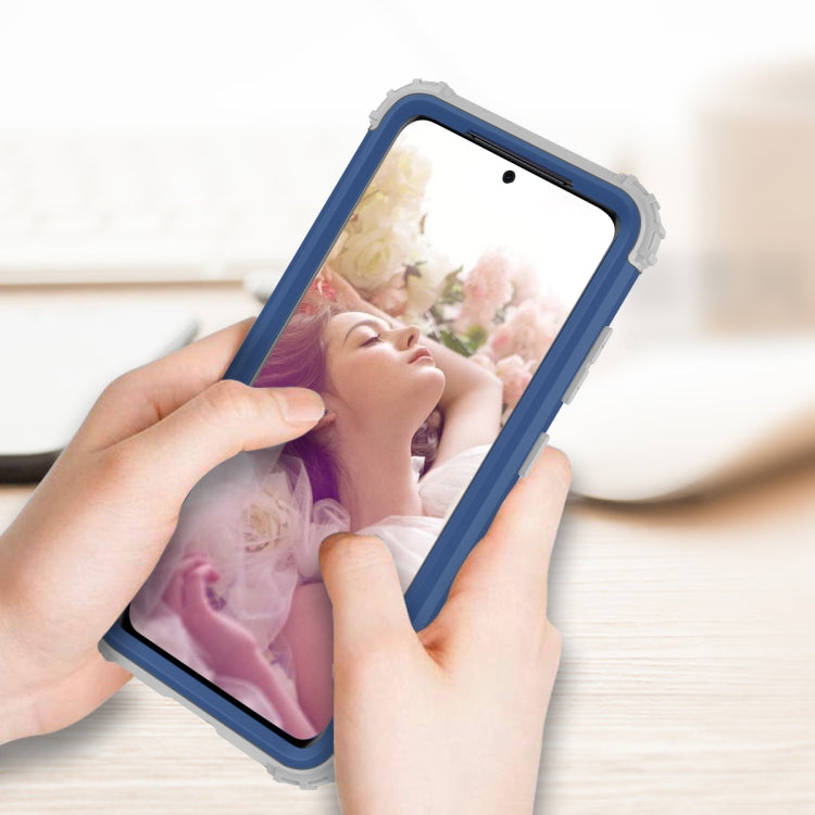 For Samsung Galaxy Note20 Ultra PC + Silicone Three-piece Shockproof Protection Case(Blue) by buy2fix