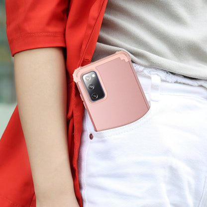 For Samsung Galaxy S20 FE PC + Silicone Three-piece Shockproof Protection Case(Rose Gold) by buy2fix