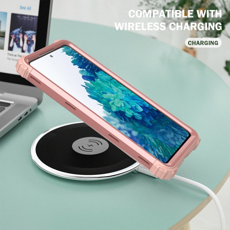 For Samsung Galaxy S20 FE PC + Silicone Three-piece Shockproof Protection Case(Rose Gold) by buy2fix
