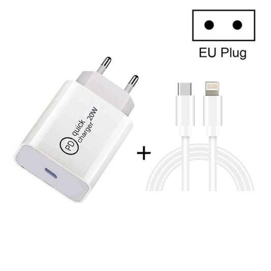 SDC-20W 2 in 1 PD 20W USB-C / Type-C Travel Charger + 3A PD3.0 USB-C / Type-C to 8 Pin Fast Charge Data Cable Set, Cable Length: 1m, EU Plug - USB Charger by buy2fix | Online Shopping UK | buy2fix