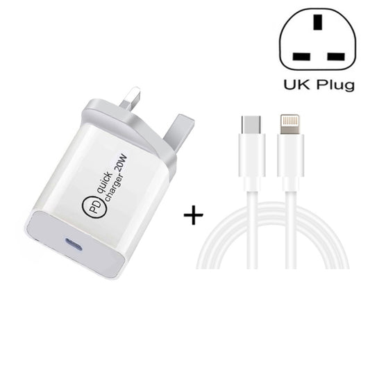 SDC-20W 2 in 1 PD 20W USB-C / Type-C Travel Charger + 3A PD3.0 USB-C / Type-C to 8 Pin Fast Charge Data Cable Set, Cable Length: 1m, UK Plug - USB Charger by buy2fix | Online Shopping UK | buy2fix